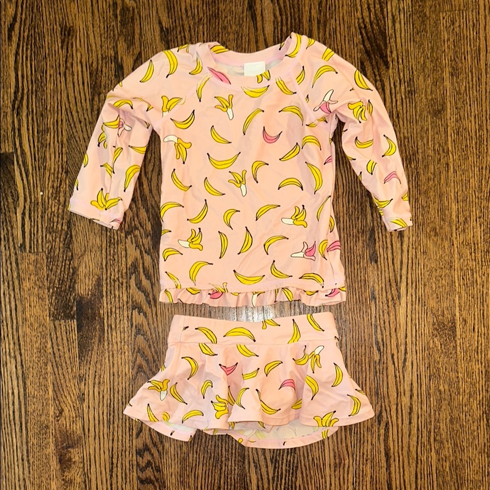Hanna Andersson Pink Banana Print Swim Set GUC
